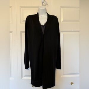 DOROTHEE SCHUMACHER Elegant Layered Lace Split Hem Black/Gray Cardigan Soft S/M